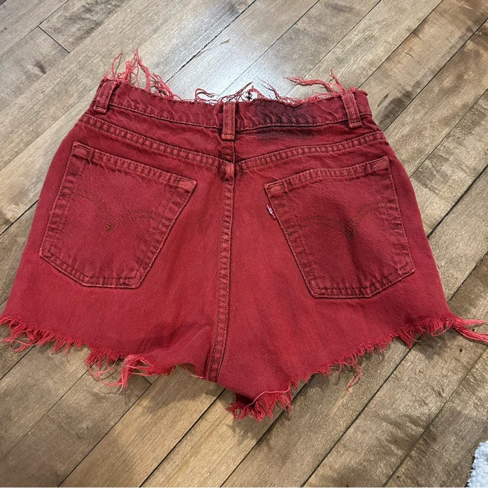 Vintage Levi’s High Waisted Red Denim Shorts